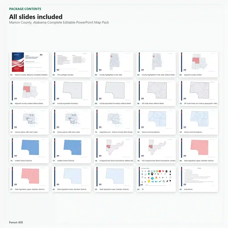 Marion County, Alabama Editable Map Pack - Image 2