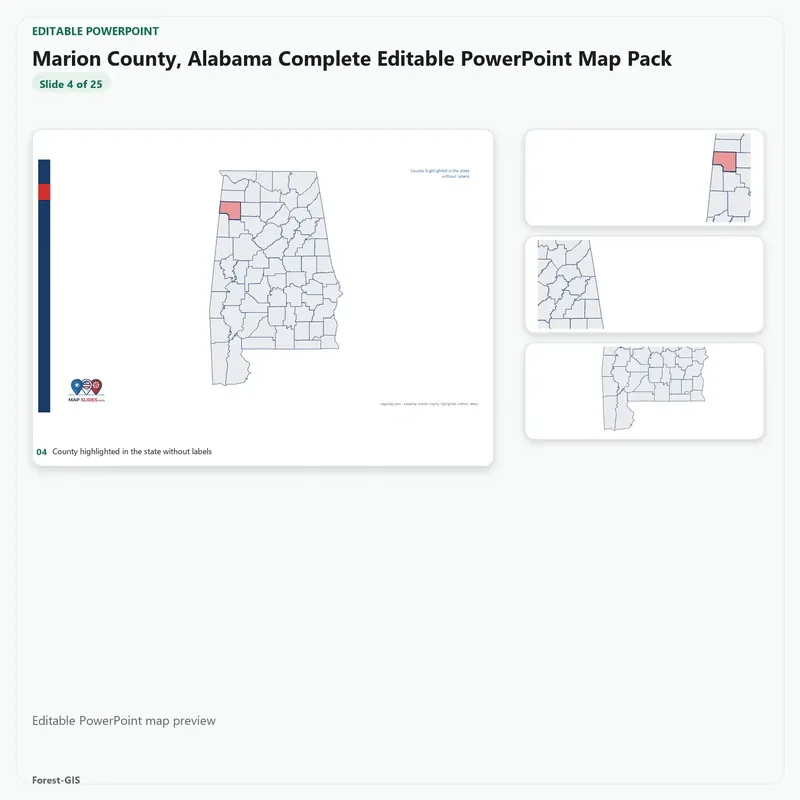 Marion County, Alabama Editable Map Pack - Image 4