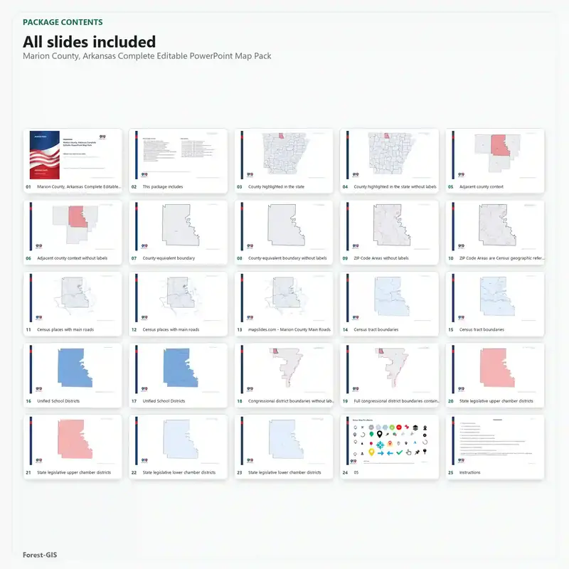 Marion County, Arkansas Editable Map Pack - Image 2
