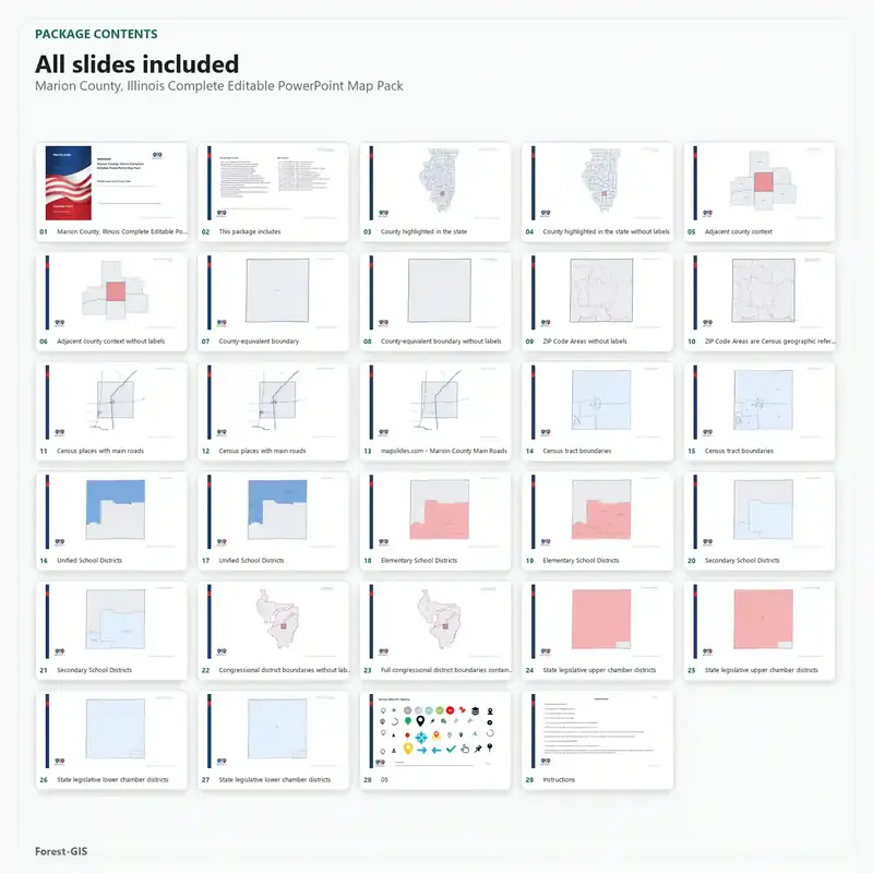 Marion County, Illinois Editable Map Pack - Image 2