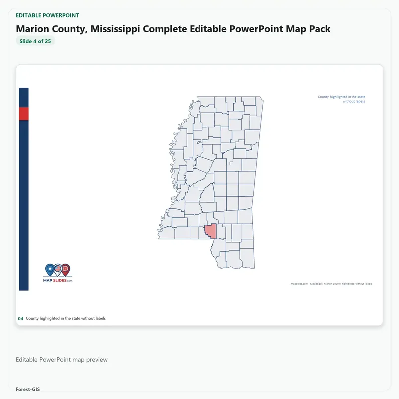 Marion County, Mississippi Editable Map Pack - Image 4