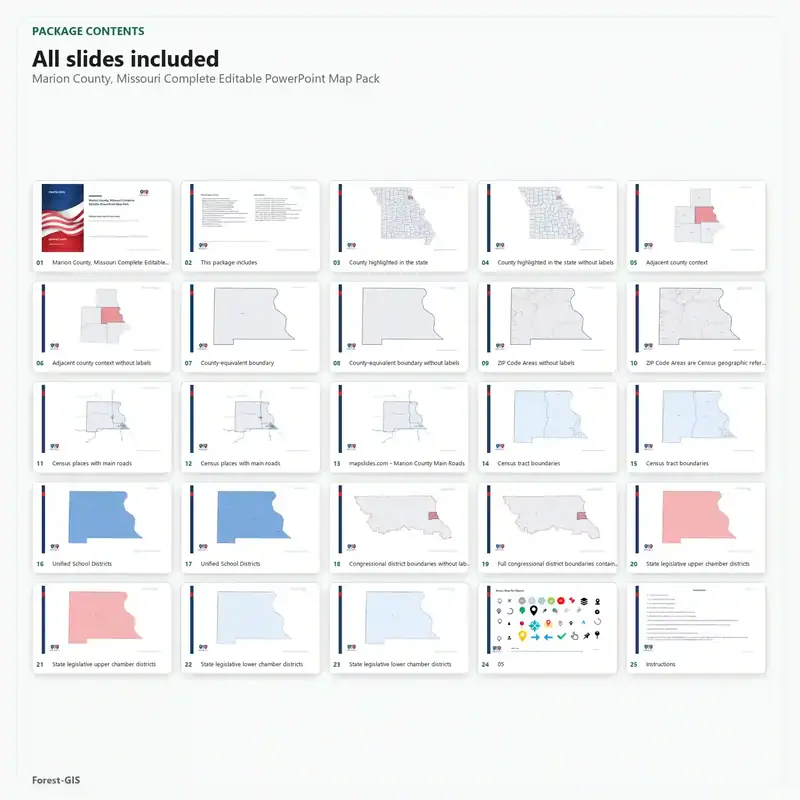 Marion County, Missouri Editable Map Pack - Image 2