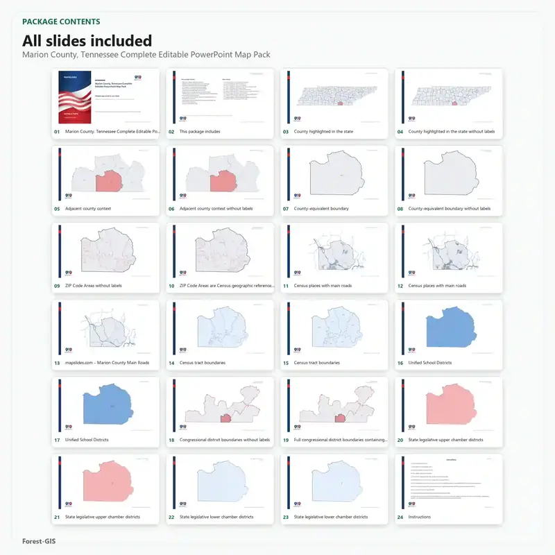 Marion County, Tennessee Editable Map Pack - Image 2
