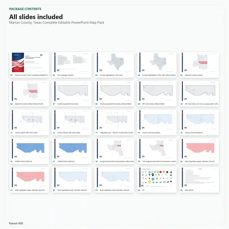 Marion County, Texas Editable Map Pack - Image 2