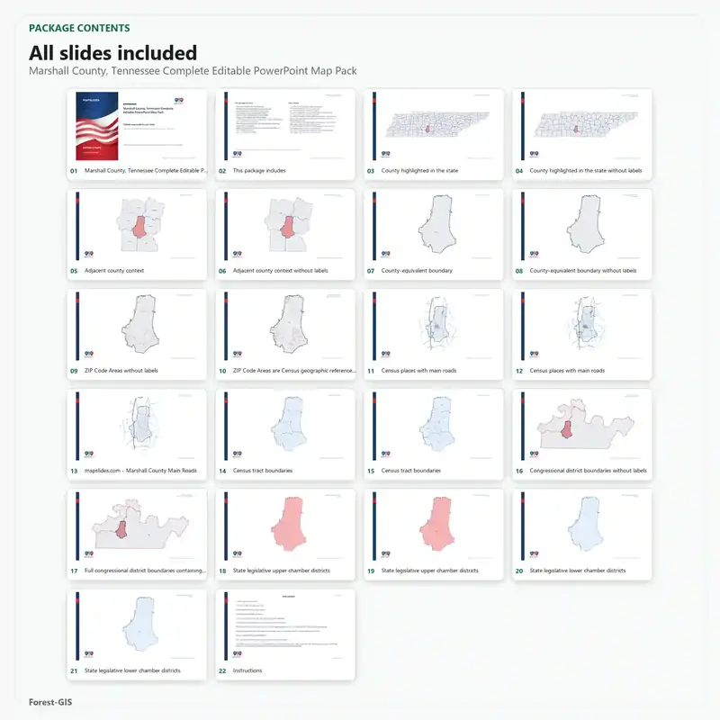 Marshall County, Tennessee Editable Map Pack - Image 2