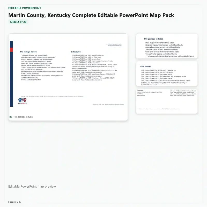 Martin County, Kentucky Editable Map Pack - Image 3