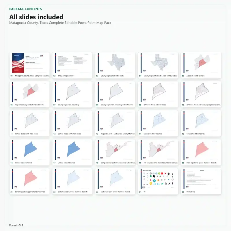 Matagorda County, Texas Editable Map Pack - Image 2