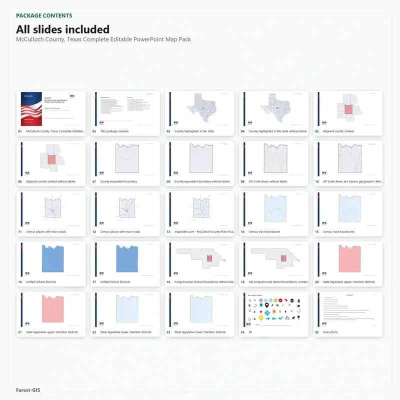 McCulloch County, Texas Editable Map Pack - Image 2
