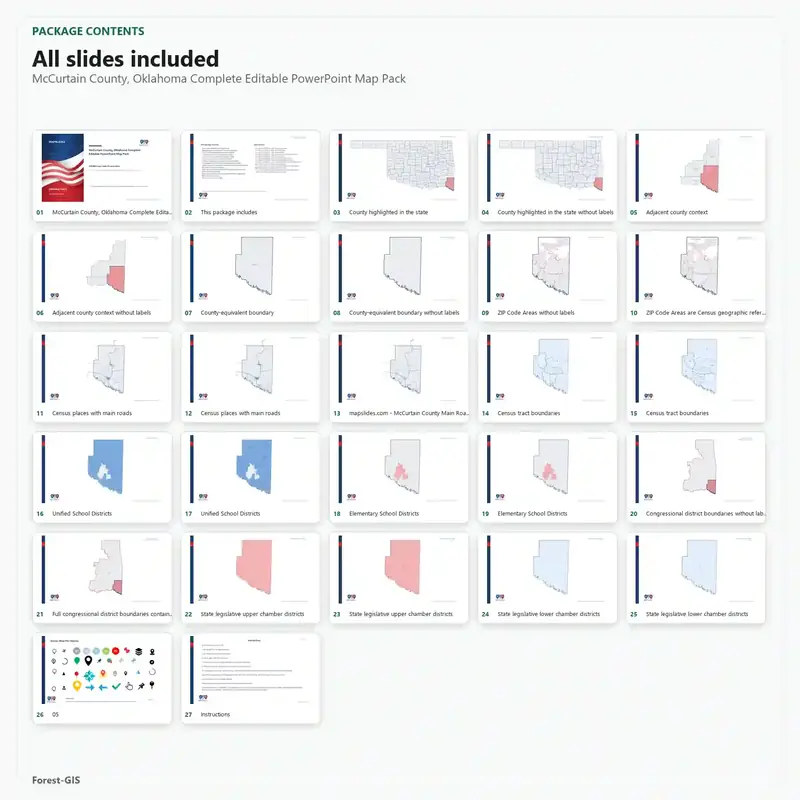 McCurtain County, Oklahoma Editable Map Pack - Image 2