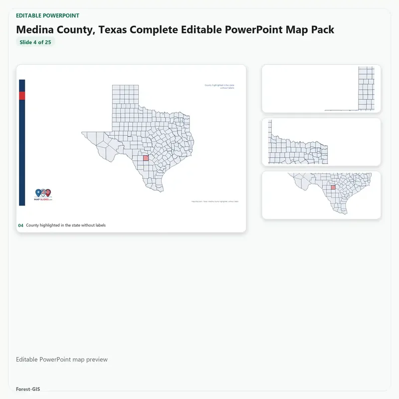 Medina County, Texas Editable Map Pack - Image 4