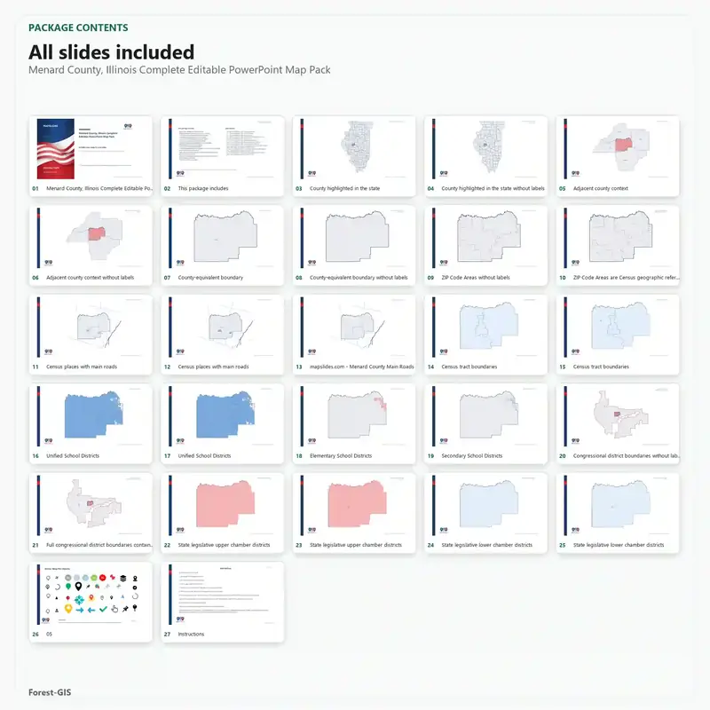 Menard County, Illinois Editable Map Pack - Image 2