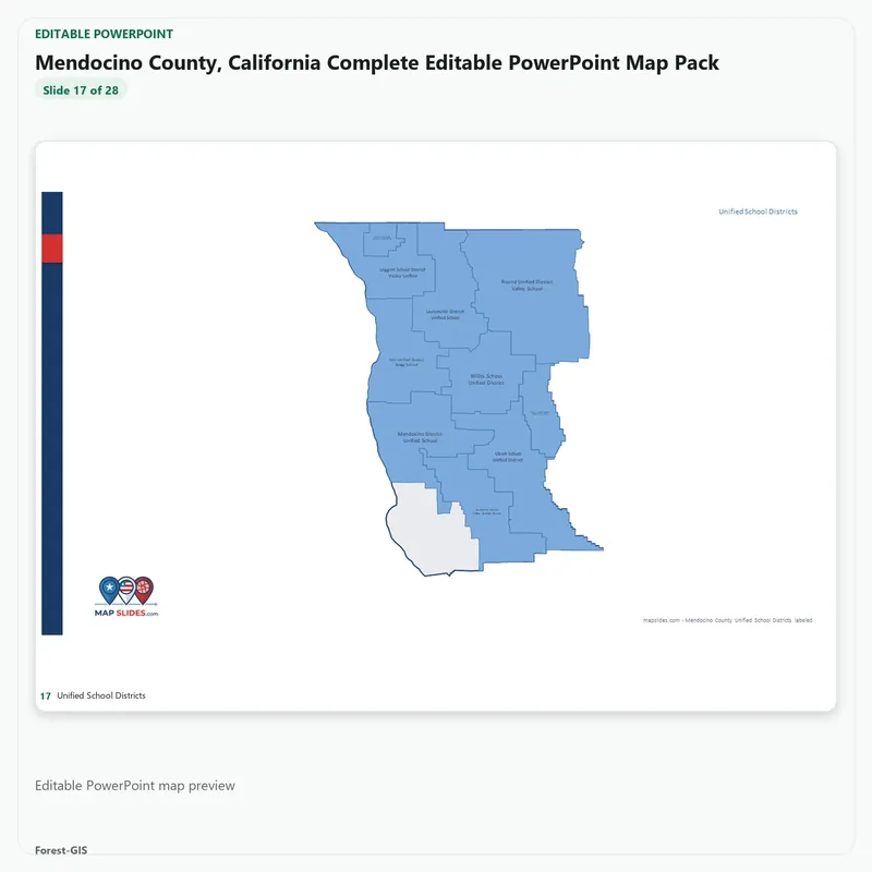 Mendocino County, California Editable Map Pack - Image 5