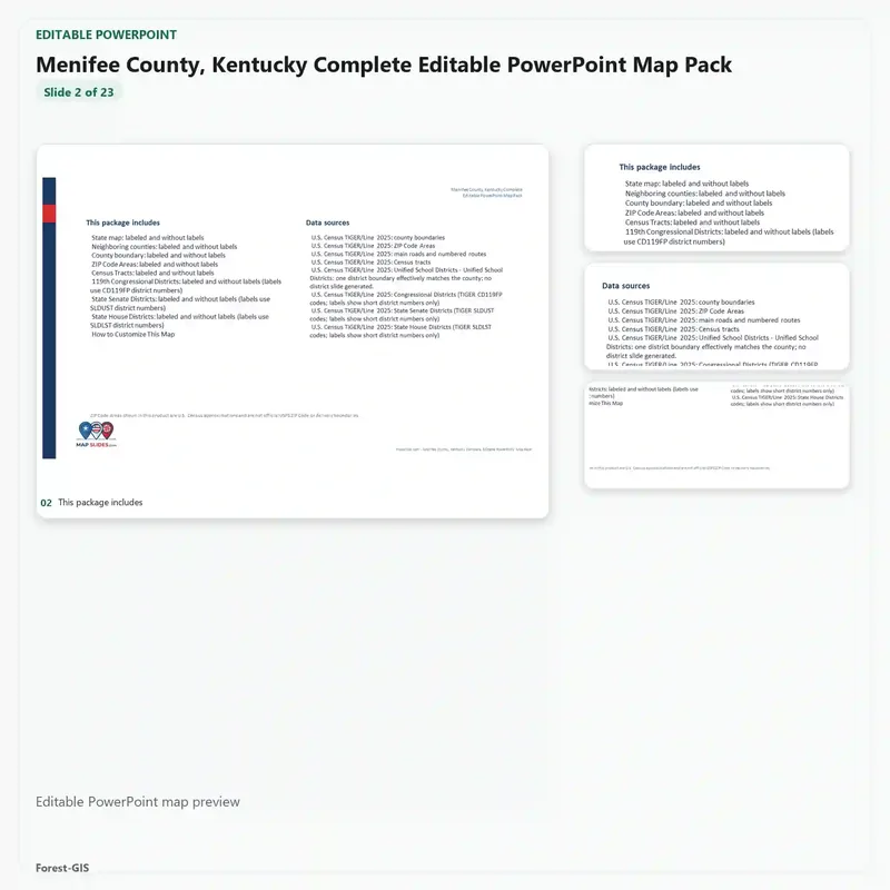 Menifee County, Kentucky Editable Map Pack - Image 3