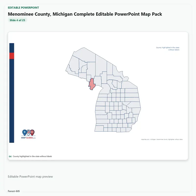 Menominee County, Michigan Editable Map Pack - Image 4