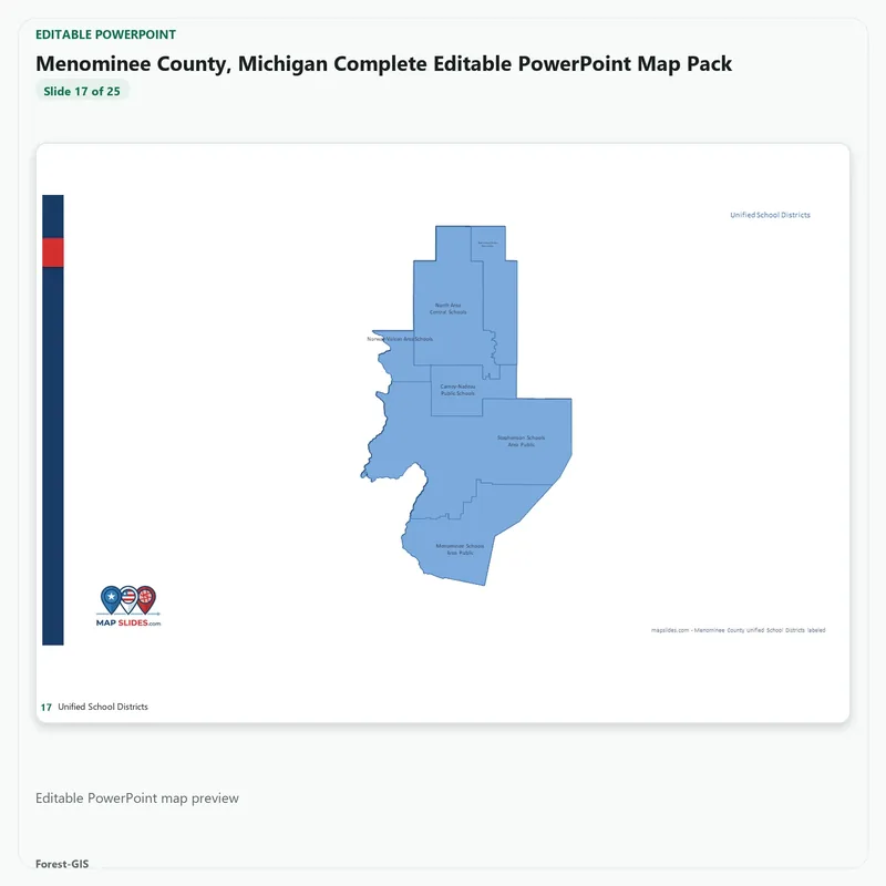 Menominee County, Michigan Editable Map Pack - Image 5
