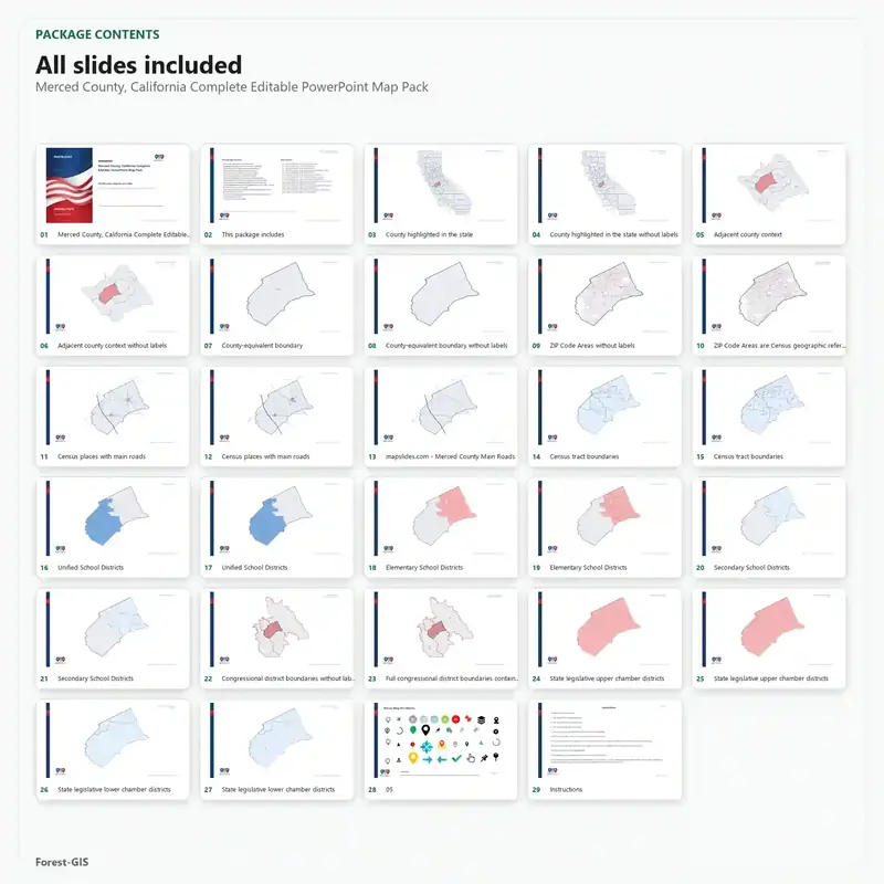 Merced County, California Editable Map Pack - Image 2