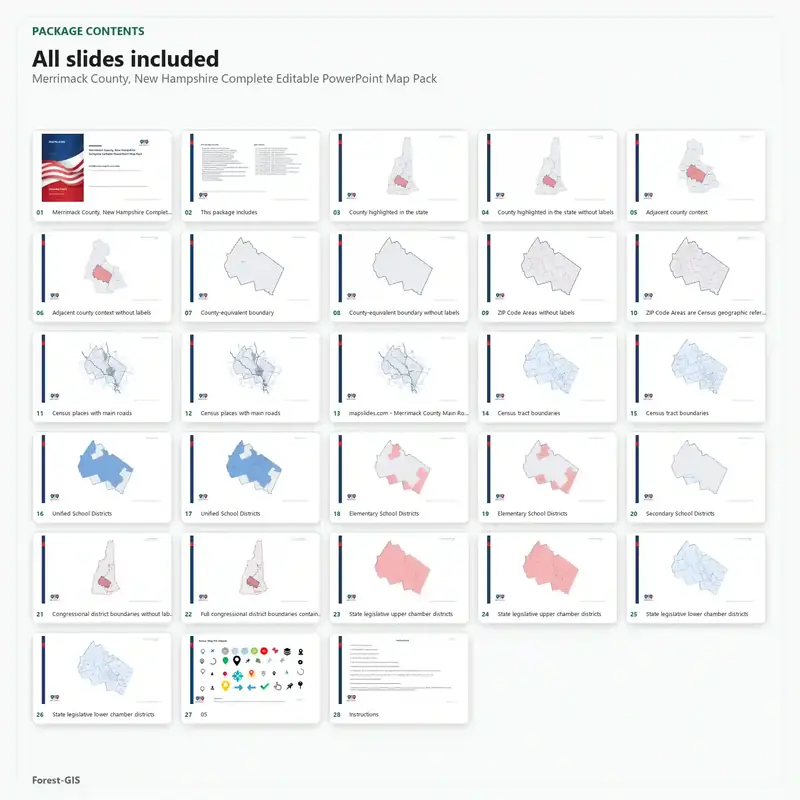 Merrimack County, New Hampshire Editable Map Pack - Image 2
