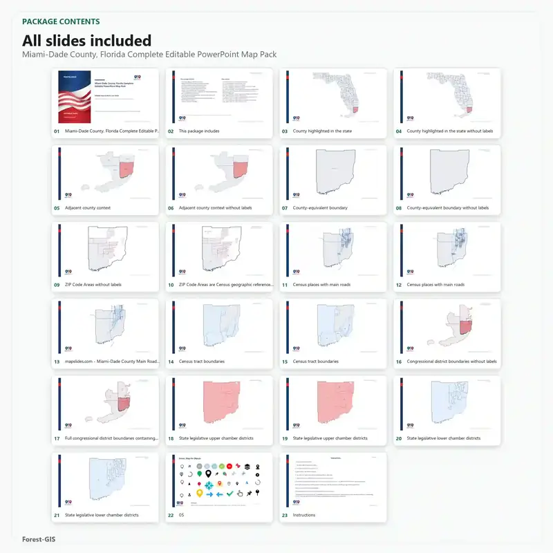 Miami-Dade County, Florida Editable Map Pack - Image 2