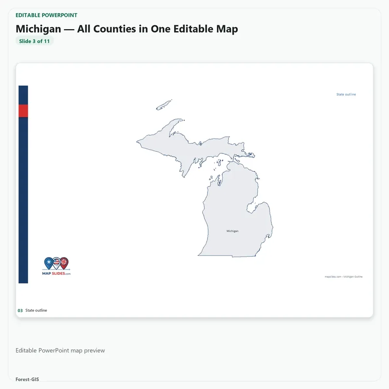 Michigan — All Counties in One Editable Map - Image 2