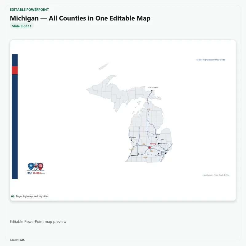 Michigan — All Counties in One Editable Map - Image 3