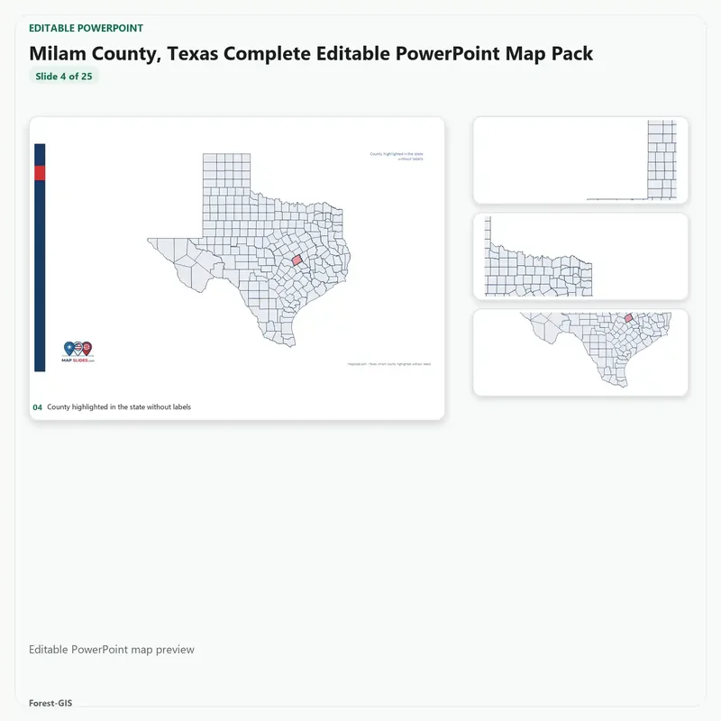 Milam County, Texas Editable Map Pack - Image 4