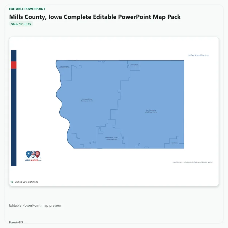 Mills County, Iowa Editable Map Pack - Image 5