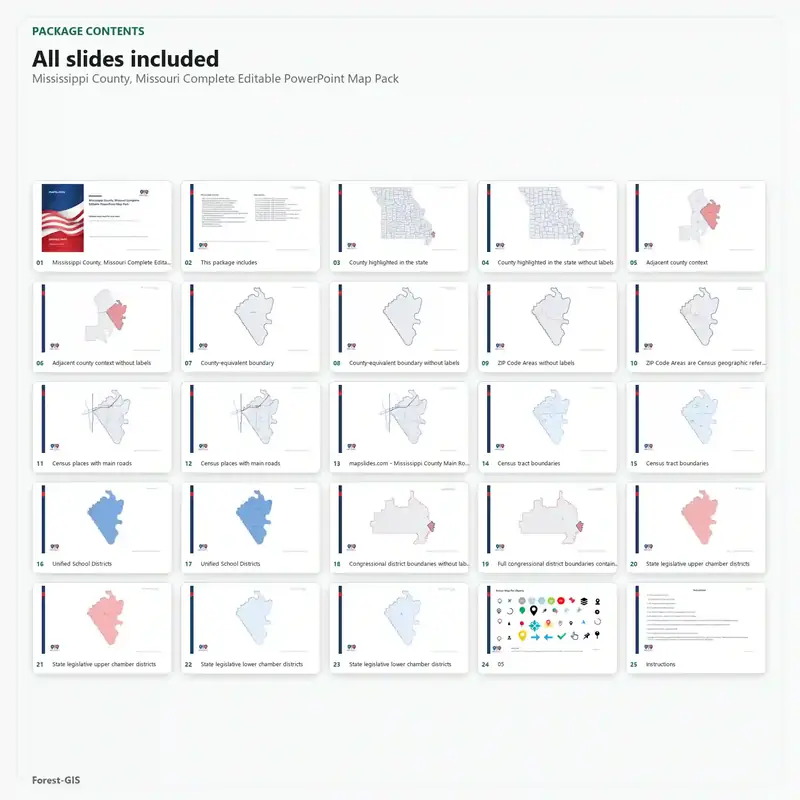 Mississippi County, Missouri Editable Map Pack - Image 2
