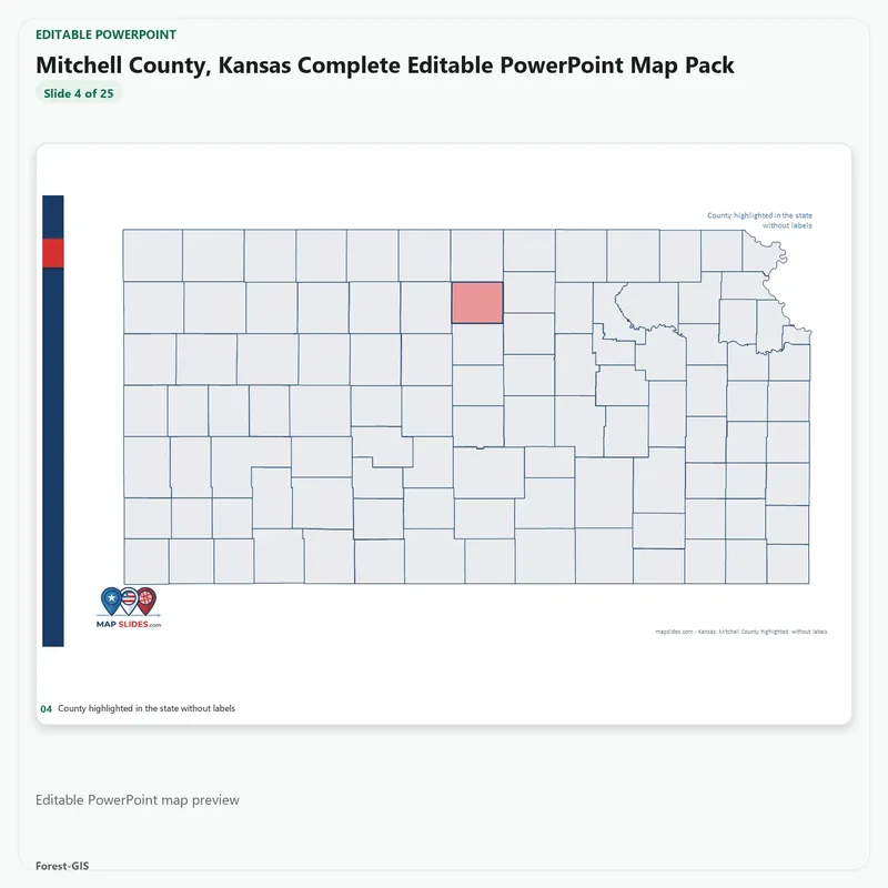 Mitchell County, Kansas Editable Map Pack - Image 4
