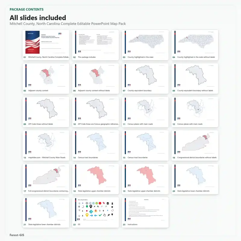 Mitchell County, North Carolina Editable Map Pack - Image 2