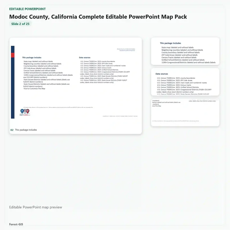 Modoc County, California Editable Map Pack - Image 3