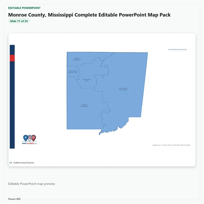 Monroe County, Mississippi Editable Map Pack - Image 5