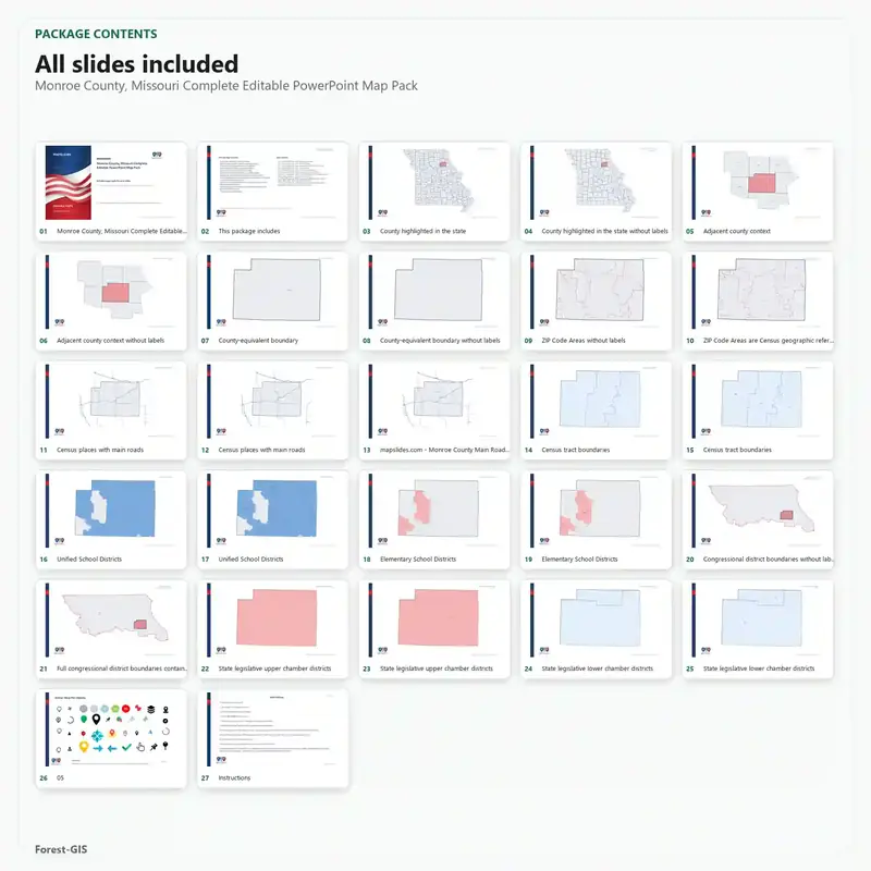 Monroe County, Missouri Editable Map Pack - Image 2