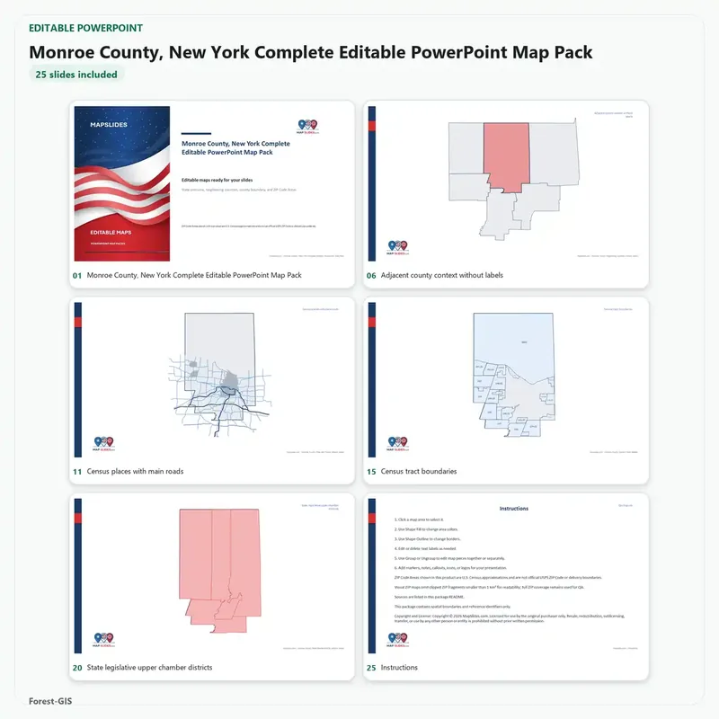 Monroe County, New York Editable Map Pack