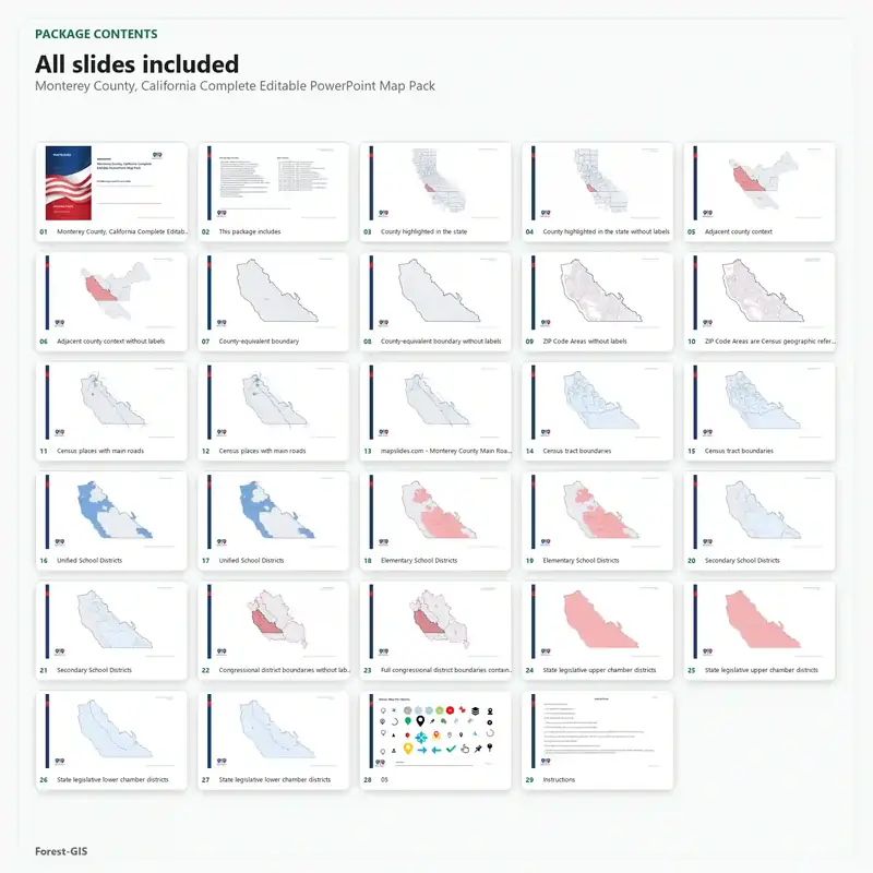 Monterey County, California Editable Map Pack - Image 2