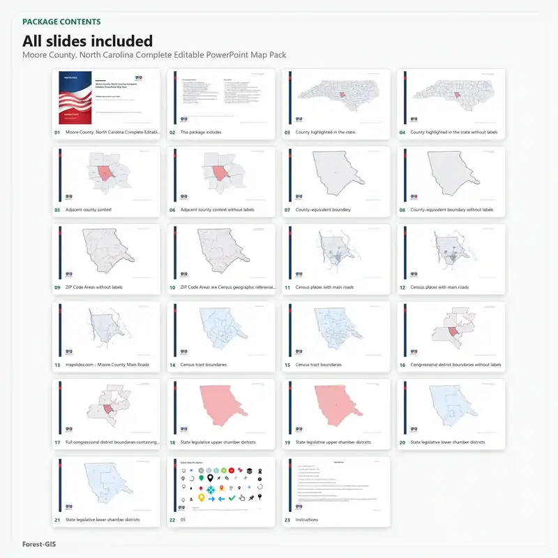 Moore County, North Carolina Editable Map Pack - Image 2