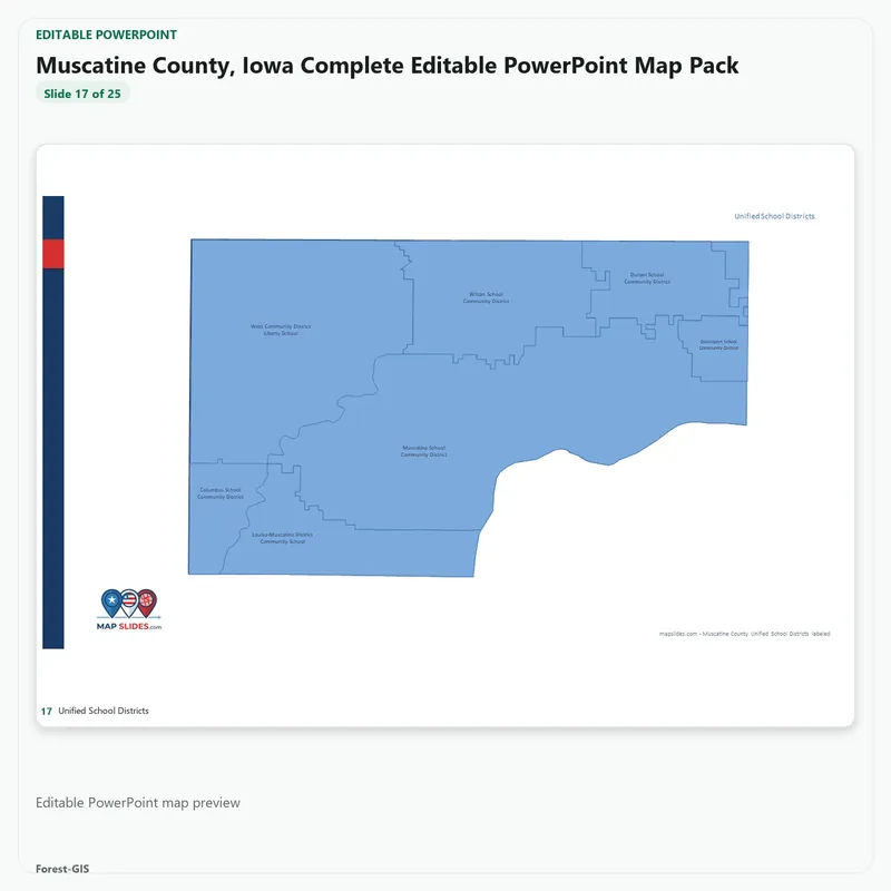 Muscatine County, Iowa Editable Map Pack - Image 5