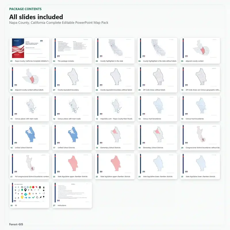 Napa County, California Editable Map Pack - Image 2