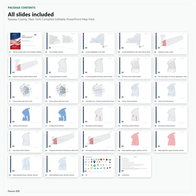 Nassau County, New York Editable Map Pack - Image 2