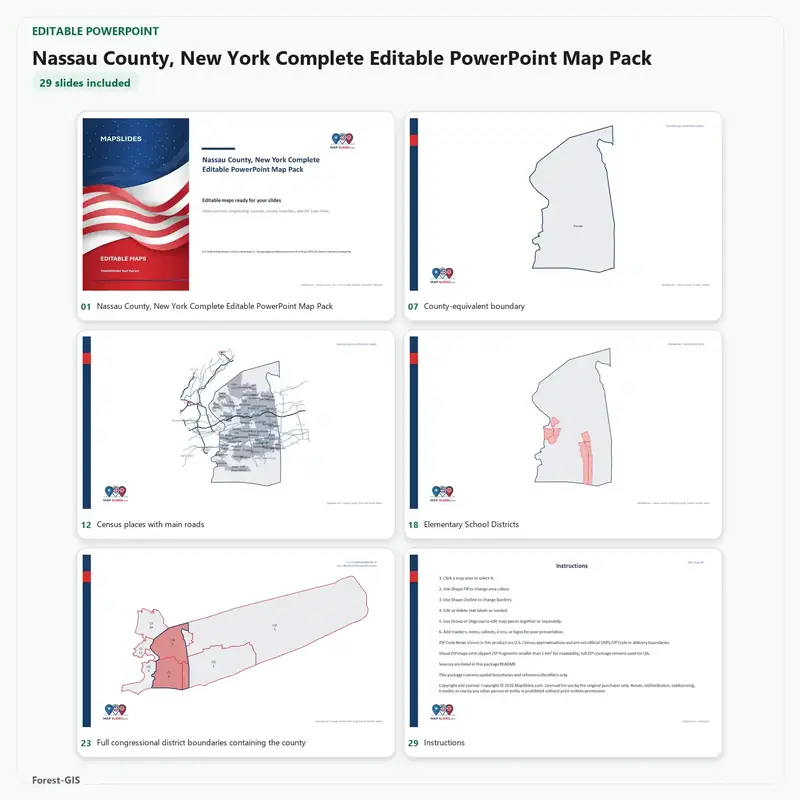 Nassau County, New York Editable Map Pack