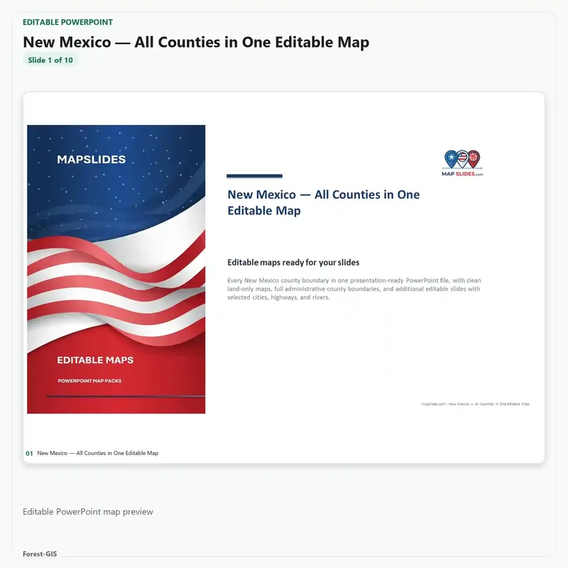 New Mexico — All Counties in One Editable Map