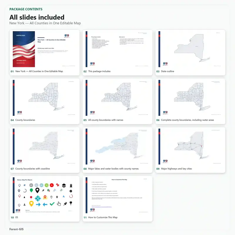 New York — All Counties in One Editable Map - Image 2