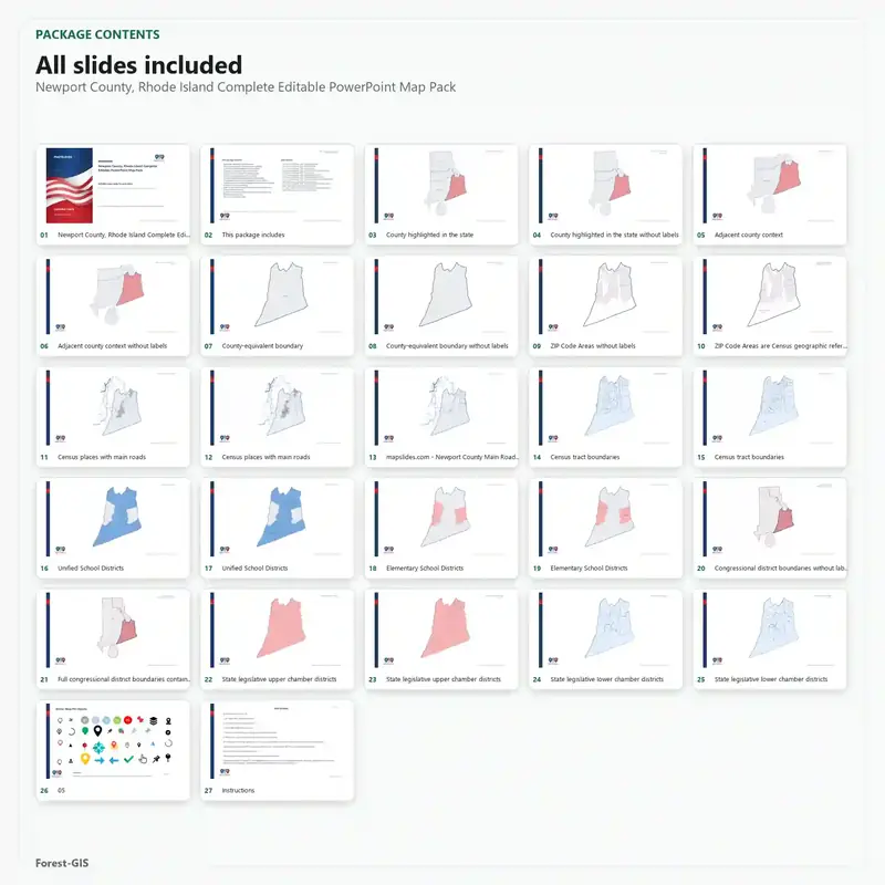 Newport County, Rhode Island Editable Map Pack - Image 2