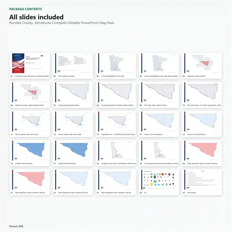 Nicollet County, Minnesota Editable Map Pack - Image 2