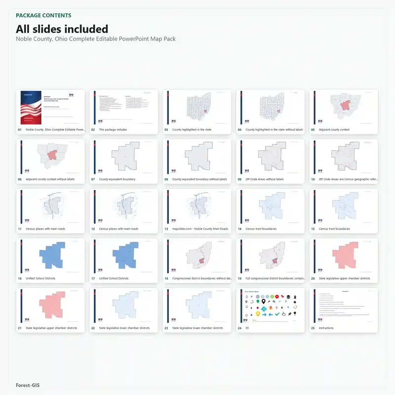 Noble County, Ohio Editable Map Pack - Image 2