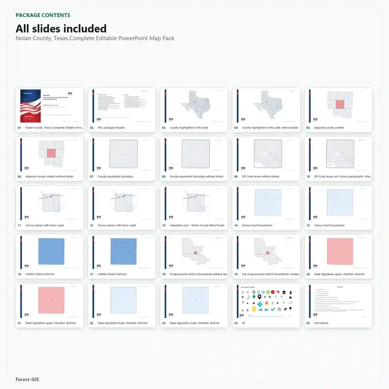 Nolan County, Texas Editable Map Pack - Image 2