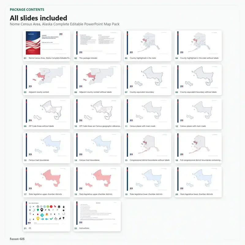 Nome Census Area, Alaska Editable Map Pack - Image 2