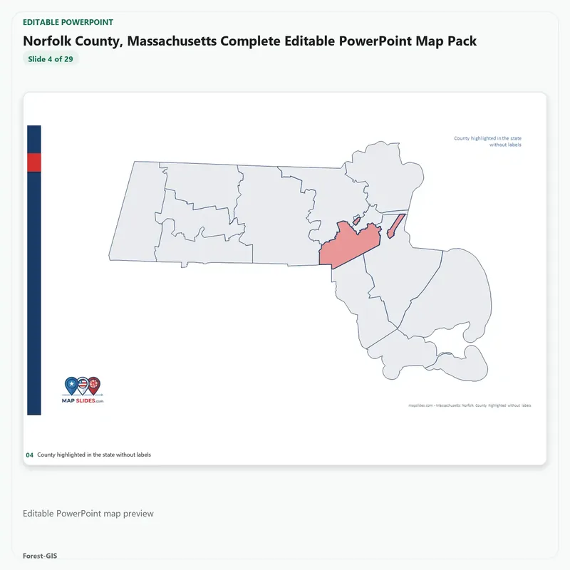 Norfolk County, Massachusetts Editable Map Pack - Image 4