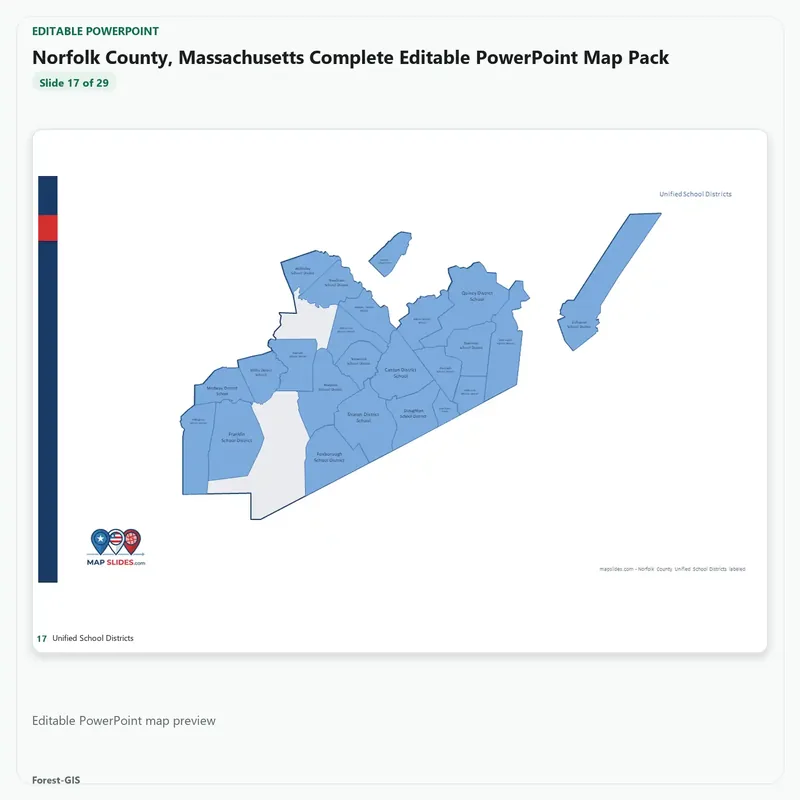 Norfolk County, Massachusetts Editable Map Pack - Image 5