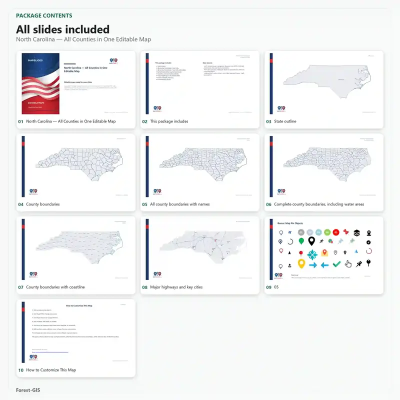 North Carolina — All Counties in One Editable Map - Image 2
