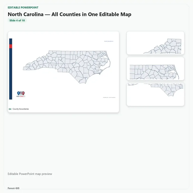 North Carolina — All Counties in One Editable Map - Image 4
